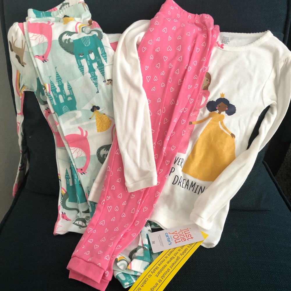 Toddler girls pajama 4 piece pajama set